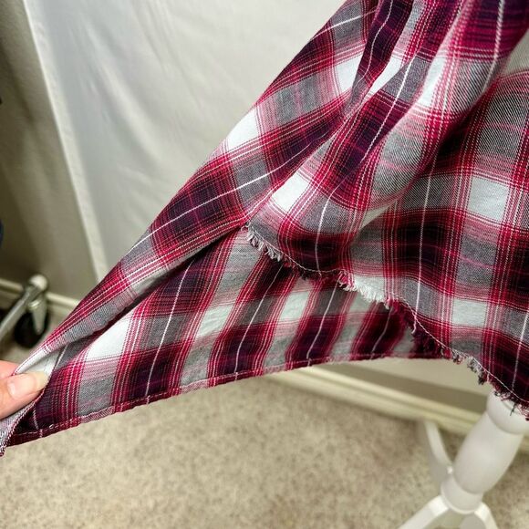 Democracy Long Sleeve Button Front Hi-Lo Plaid Western Shirt Dress Size S - Picture 7 of 15